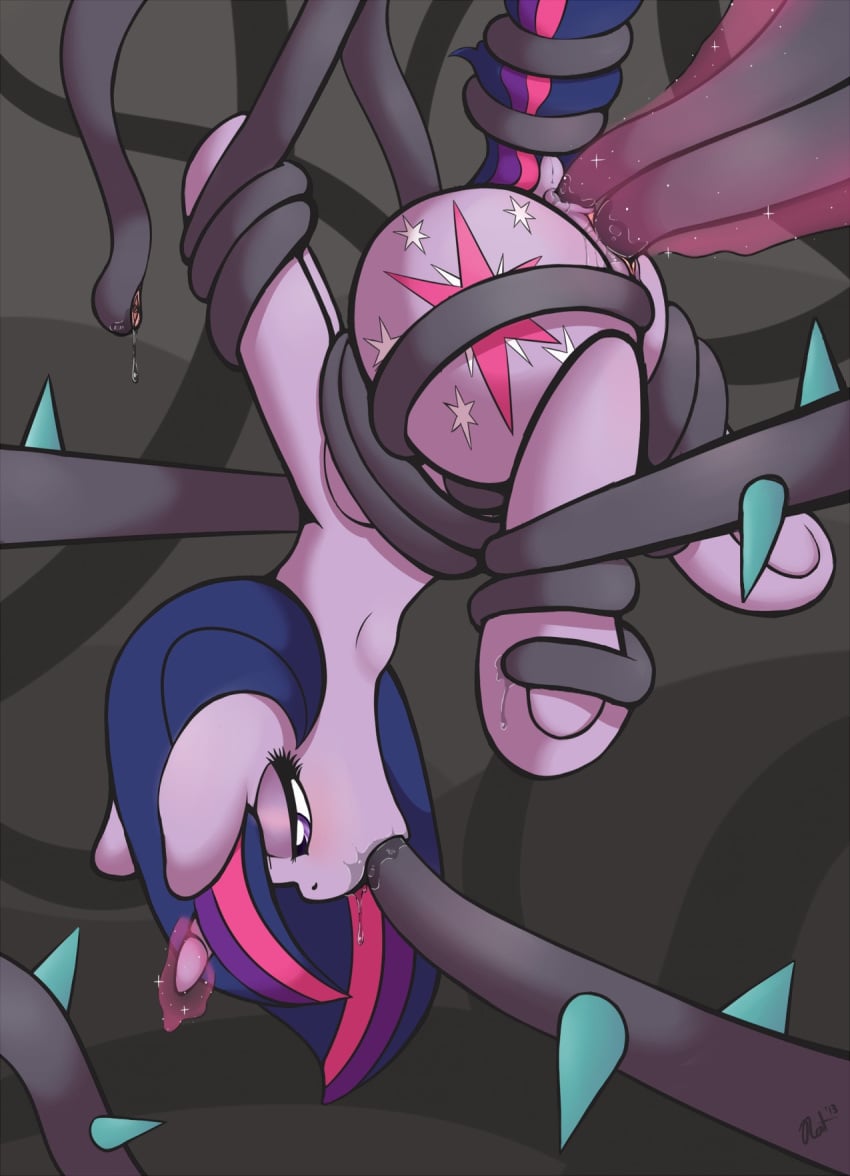 anal anal_sex anus ass black_vine bondage bound cutie_mark equine female feral friendship_is_magic fur hair hi_res high_resolution horn horse insertion my_little_pony oral penetration pony purple_eyes purple_fur purple_hair pussy ratofdrawn restrained solo spread_legs spreading tentacle twilight_sparkle_(mlp) unicorn vaginal_penetration