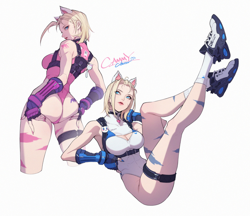 1girls big_breasts blonde_hair blue_eyes breasts busty cammy_white citemer cleavage curvaceous curvy curvy_body curvy_female curvy_figure female huge_breasts large_breasts scar sports_bra street_fighter street_fighter_6 voluptuous