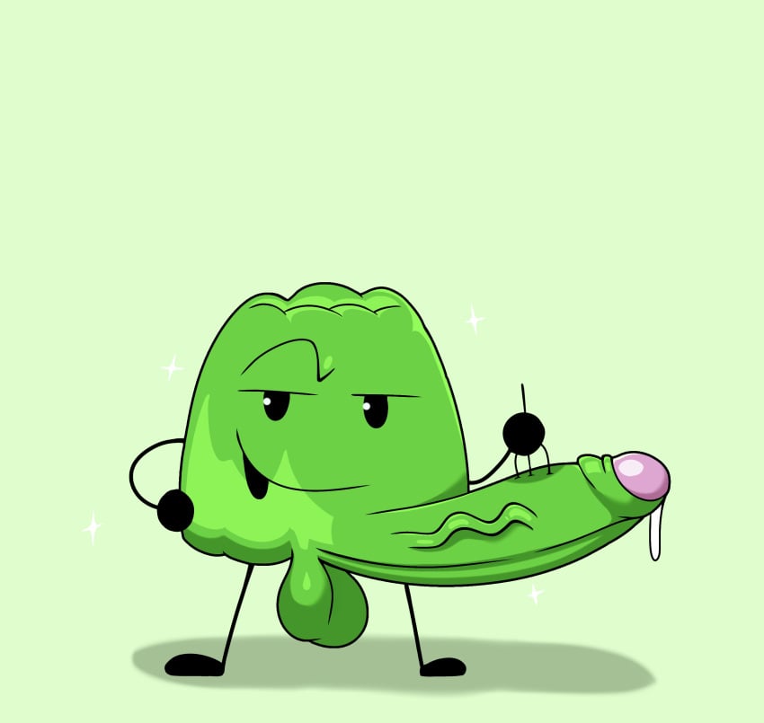 battle_for_dream_island bfb bfdi food fork gelatin gelatin_(bfdi) inanimate long_penis object_shows penis_size_difference precum presenting_balls thebigbuddy veiny_penis