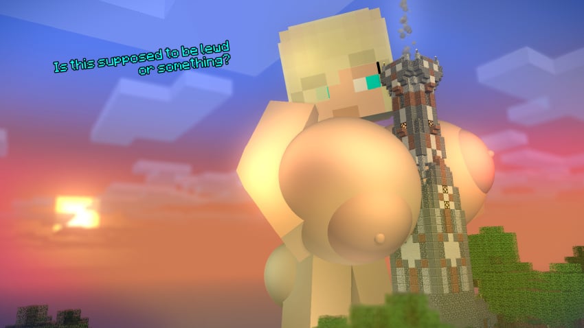 3d 3d_(artwork) 3d_model ass blonde_hair breast_expansion breasts expansion giantess huge_breasts hyper_breasts mine-imator minecraft mya_nicols(tittank) nude nude_female tittank