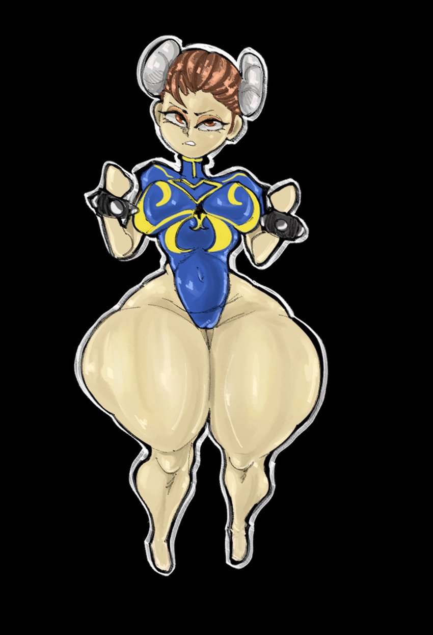 1girls big_breasts chun-li leotard light-skinned_female light_skin mybigbaws street_fighter thick_thighs