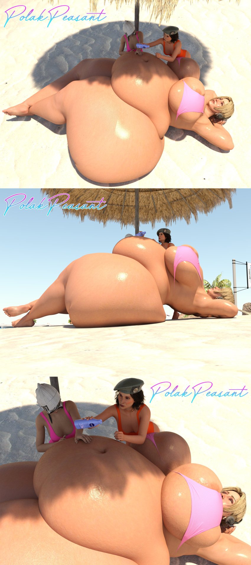 3d 3girls applying_sunscreen bbw beach belly big_belly big_breasts bikini breasts bursting_out_of_clothing dokkaebi_(rainbow_six) fat fat_female fat_woman female female_only headphones huge_breasts hyper_ass iq_(rainbow_six) large_breasts lying mini_giantess mira_(rainbow_six) overweight overweight_female polakpeasant rainbow_six rainbow_six_siege relaxing ssbbw swimsuit weight_gain