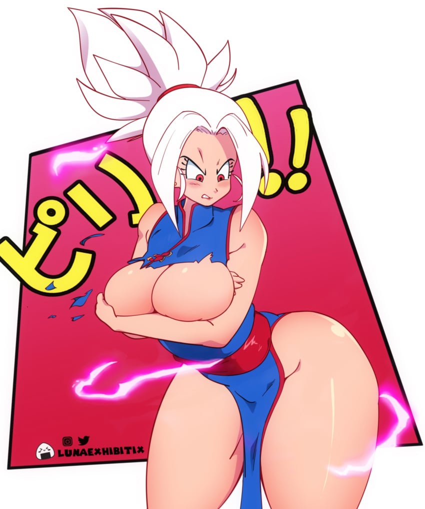 1girls absurd_res angry beast_mode breasts chichi chichi_beast curvaceous curvy dragon_ball dragon_ball_super dragon_ball_z female female_only hi_res large_breasts lunaexhabbitix red_eyes solo thick_thighs thighs torn_clothes transformation white_hair wide_hips