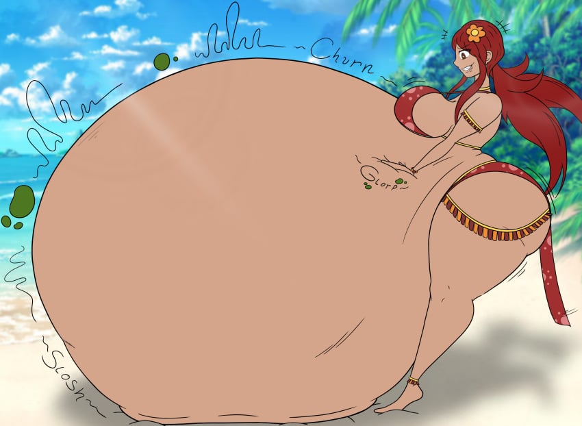 1girls about_to_burst ambiguous_prey beach belly belly_dancer belly_dancer_outfit big_ass big_belly big_breasts churn digested_prey digestion digestion_noises drooling female female_pred genpis_chong gigantic_belly glorp groping_belly groping_self huge_ass huge_belly huge_thighs hyper_belly jewelry karima_(lordofgee) loincloth lordofgee mass_vore massive_belly red_eyes red_hair sadistic_smile same_size_vore slosh sloshing_belly stomach_bulge tan_skin tan_skinned_female unusual_pupils vore vore_belly