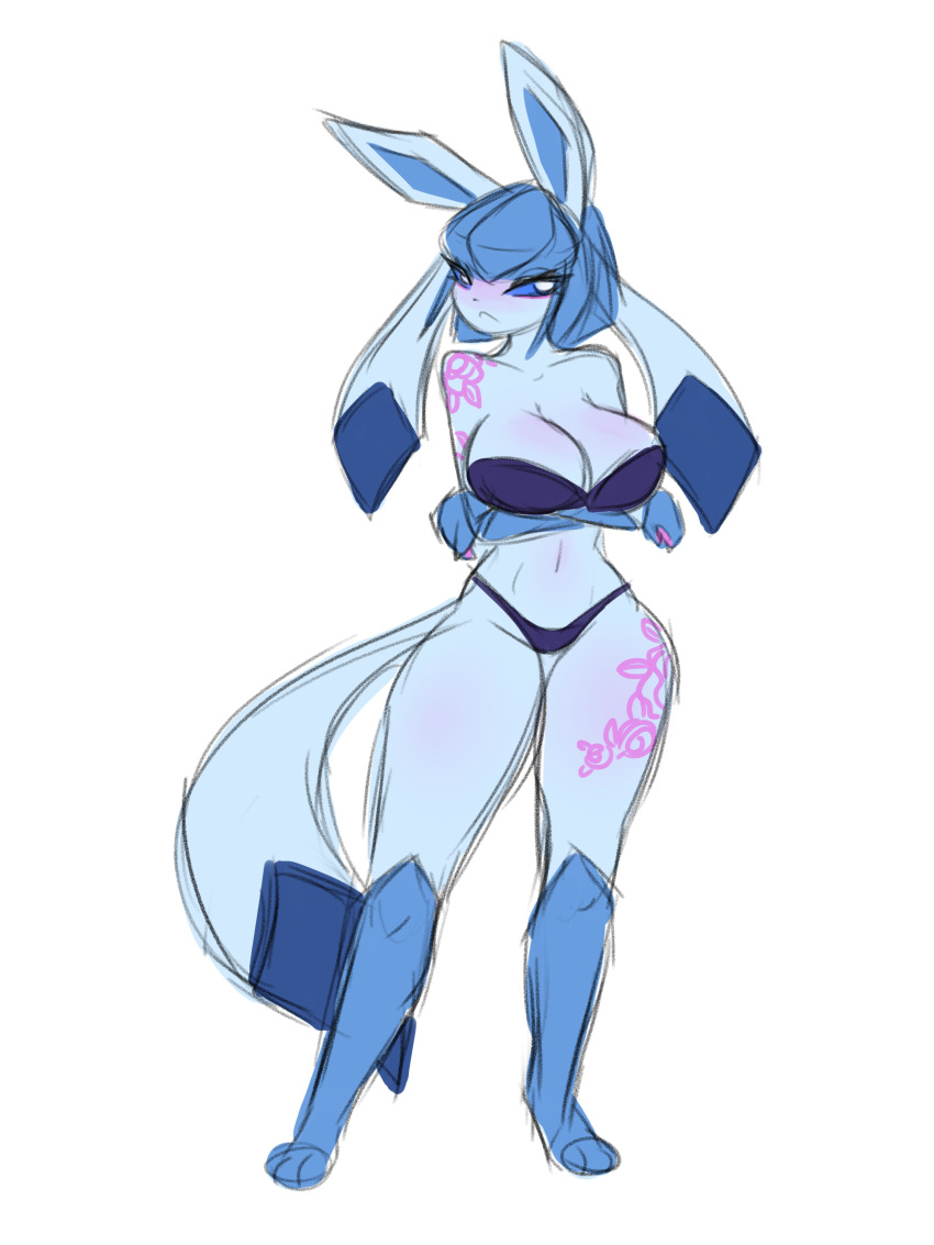 big_breasts breasts buutymon female glaceon pokémon_(species) pokemon pokemon_(species) thick_thighs wide_hips