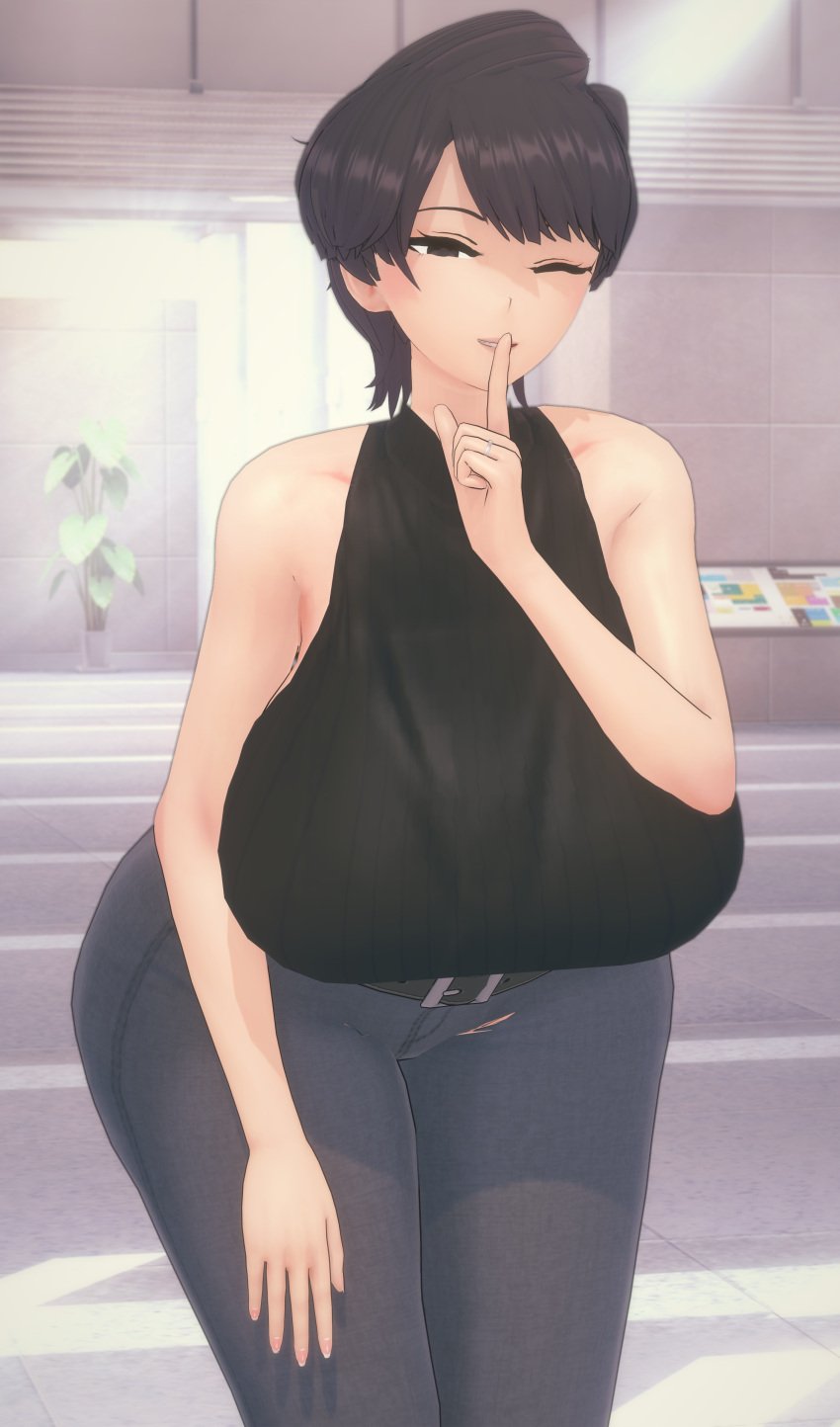 3d big_ass big_breasts black_hair female female_only giddora koikatsu komi-san_wa_komyushou_desu komi_shuuko milf wife