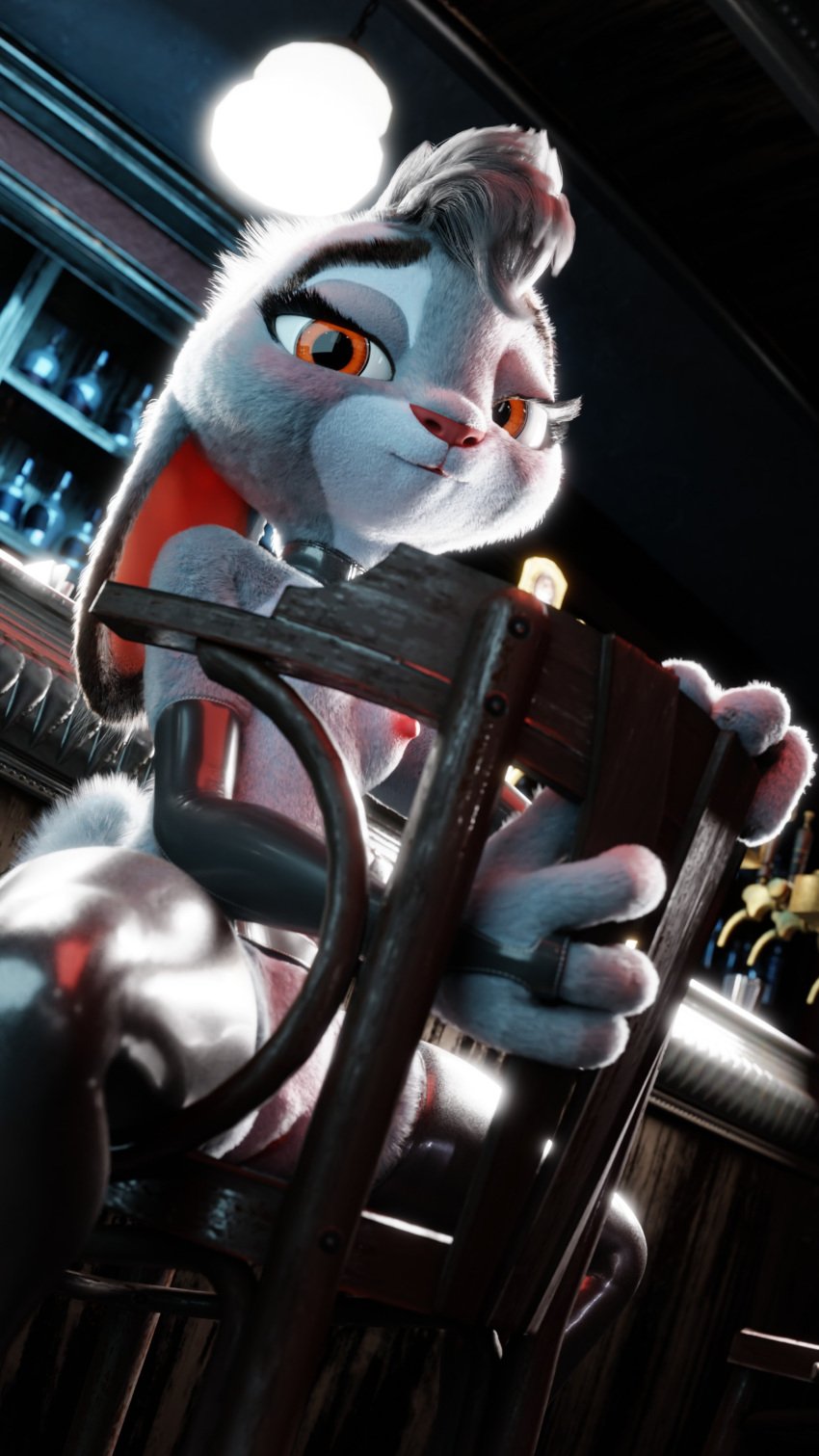 1girls 3d anthro blender breasts disney eyelashes female female_only fur furry furry_only grey_body grey_fur grey_hair gun judy_hopps lagomorph looking_at_viewer nipples orange_eyes pochemu rabbit small_breasts solo weapon zootopia