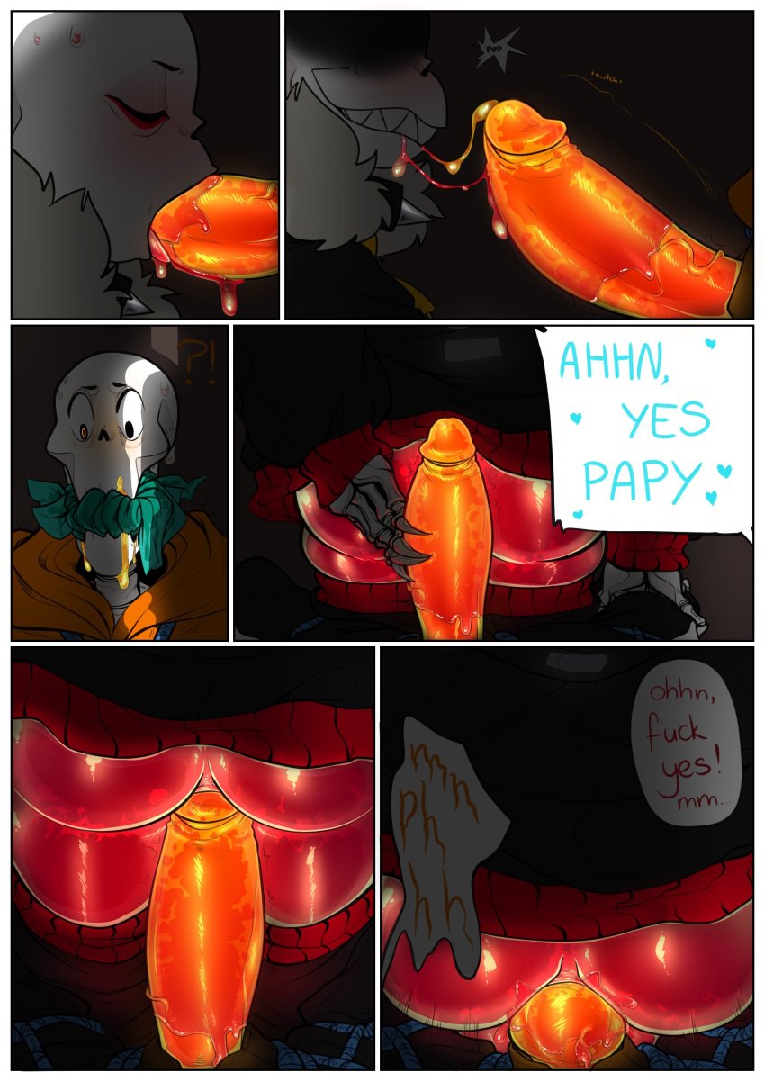 2boys 2d alternate_universe anal animated_skeleton blowjob bondage comic comic_page comic_panel drooling ectobody ectobutt ectopenis english_text forced gagged humanoid ksuriuri male male_only orange_penis papyrus_(underswap) papyrus_au power_bottom precum red_ass red_body red_butt sans sans_(underfell) sans_au sex skeleton talking text undead underfell underswap undertale_(series) undertale_au unzipped_pants yaoi