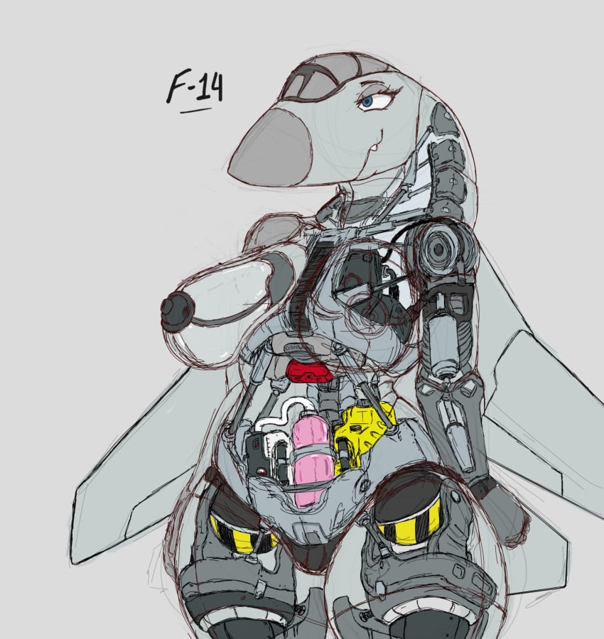 aeromorph aircraft anatomy animate_inanimate dillophosaurus f-14 f-14_tomcat living_aircraft living_machine mechanical sketch x-ray