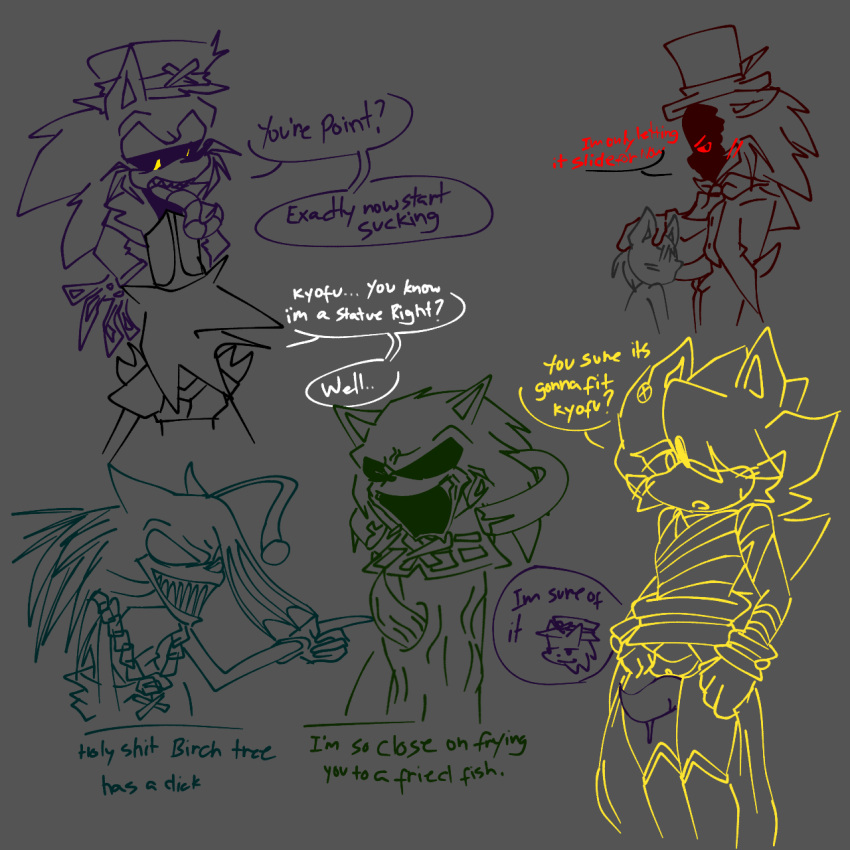 anonymous_character doodles femboy fish gekido_(sonic.exe) ken'o_(sonic.exe) kito_(sonic.exe) kyofu_(sonic.exe) long_tongue monochrome sketch sonic.exe_(series) speech statue sucking_penis tentacle_dick text text_bubble y/n_(your_name) yokubo_(sonic.exe) zetsubo_(sonic.exe)