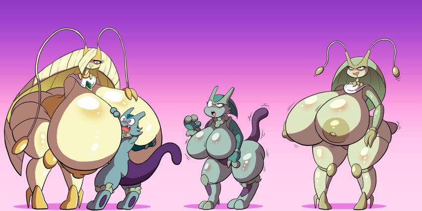 1boy 1girls 2girls anthro areola areolae big_areola big_areolae big_breasts big_nipples breast_expansion breasts_bigger_than_head female gender_transformation genderswap_(mtf) generation_7_pokemon gigantic_breasts grepstrash heeled_feet huge_breasts human_to_anthro implied_transformation insect_girl insect_humanoid lusamine_(pokemon) lusamine_the_pheromosa male nintendo nipples no_nipples nude nude_female original_character pheromosa pokemon pokemon_(species) pokemon_sm post_transformation prinnydood sagimewtwo skin_color_change species_transformation thick_thighs top_heavy top_heavy_breasts transformation transformation_sequence ultra_beast wide_hips