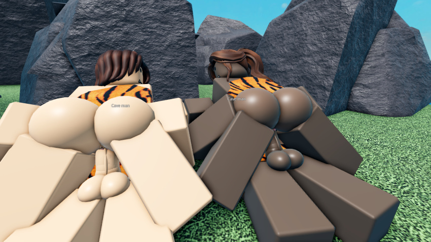 2boys 2girls 3d anus artist_request ass ass_grab brown_hair caveman cavewoman dark-skinned_female dark-skinned_male female grass light-skinned_female light-skinned_male male male/female oc oc_character riding roblox robloxian rock sex source_request stone_age straight straight_sex vaginal_insertion vaginal_penetration vaginal_sex