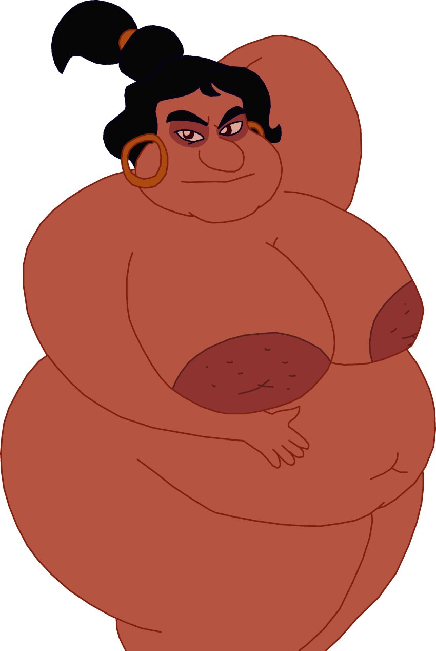 1girls 2020s 2021 absurd_res absurdres aladdin arm_behind_head bakhtawar bakhtawar_(aladdin) bbw breasts closed_mouth digital_media_(artwork) disney fat female hand_on_belly hand_on_stomach huge_boobs huge_breasts human jaythebrainmann large_breasts looking_at_viewer not_furry_focus nude nude_female obese pinup pinup_pose ponytail solo solo_female solo_focus transparent_background