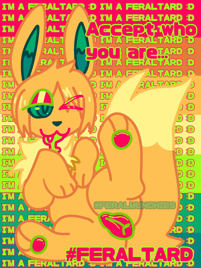 3:4 abelism abelist ableist_slur absurd_res alternate_color alternate_form alternate_version_at_source anatomically_correct andromorph animal_genitalia animal_pussy ass autism autism_pride bodily_fluids canine_genitalia canine_pussy cuntboy drooling eevee eeveelution english_text feet feral feral_with_hair feralmunchies feraltard_pride_colors foot_focus generation_1_pokemon genitals glistening glistening_genitalia glistening_pussy hair hi_res hypnotizing_viewer ibispaintx intersex lgbt_pride nintendo o.< one_eye_closed pokemon pokemon_(species) presenting presenting_hindquarters presenting_pussy pride_color_background pride_colors pussy saliva signature simple_background simplified_pawpads slur solo text wink