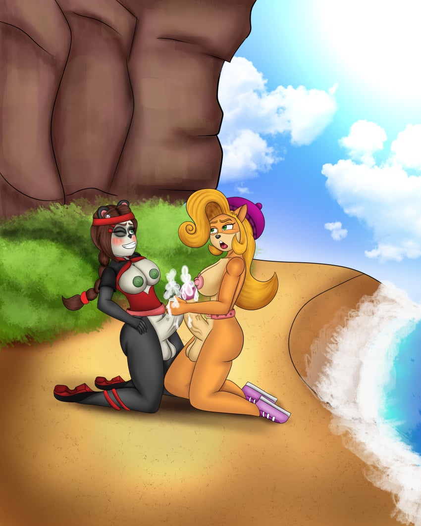 2futas activision alternate_costume alternate_version_available aniforyou anthro asian_clothing balls bandicoot beach beanie big_penis black_nipples blush braided_ponytail breasts_out breasts_out_of_clothes clothed_futanari clothed_sex clouds coco_bandicoot commission commission_art crash_(series) crash_team_racing_nitro-fueled cum cumming cumming_together cumshot daytime detailed detailed_background ejaculation footwear_only frottage furry futa_on_futa futa_only futanari giant_panda green_eyes hairpin handjob headband headwear intersex/intersex interspecies island looking_pleasured marsupial narrowed_eyes nude_futanari on_knees one_eye_closed panda partially_clothed penis penises_touching sand shirt_pull shoreline sideboob sony_interactive_entertainment ursid yaya_panda