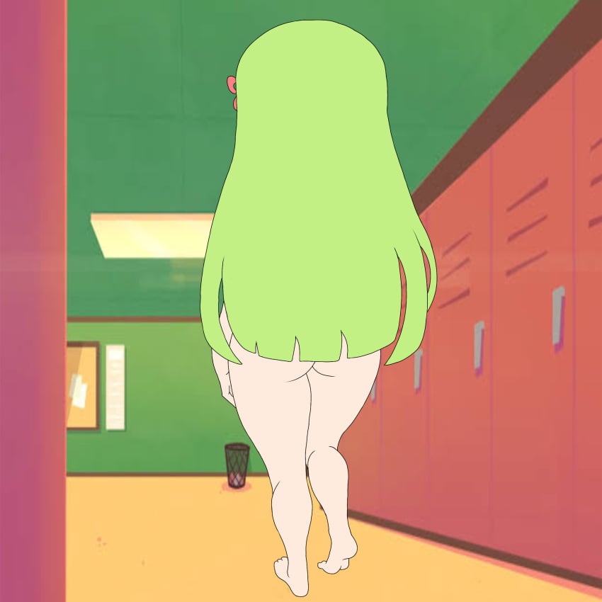 1girls artist_request ass_focus back_view barefoot big_ass big_butt butt_focus cami_(fnafhs) dumptruck_ass dumptruck_butt fhs fhsz3r0 fnafhs fnafhs_z3ro fnafhsrule34 green_hair long_hair public_nudity school school_girl schoolgirl shortstack simple_background simple_eyes simple_shading solo solo_female tagme thick_hips thick_legs thick_thighs thighs