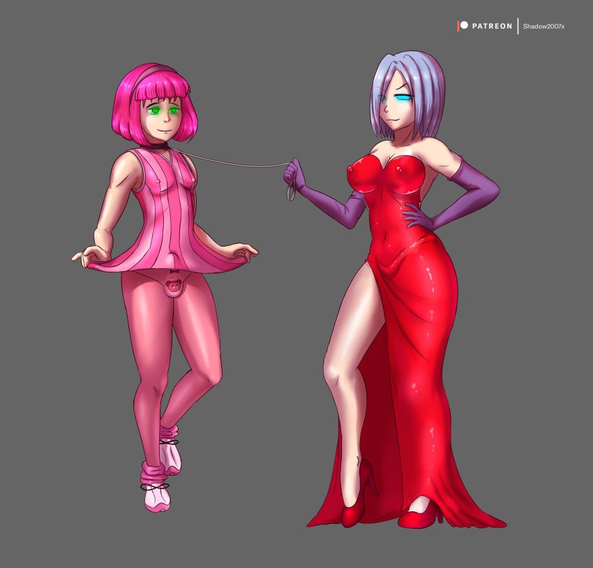 2018 blue_eyes breasts bulge collar commission cosplay crossdressing digital_media_(artwork) disney dress erection exhibitionism femboy femdom feminization gloves glowing glowing_eyes green_eyes hair_band high_heels jaclyn_(corruptionprincess) jessica_rabbit_(cosplay) large_breasts latex lazytown leash lila_lovestar_(sinfulwalpurrgis) malesub mind_control opera_gloves original panties penis pink_hair shadow2007x sissy stephanie_meanswell tights underwear who_framed_roger_rabbit wig