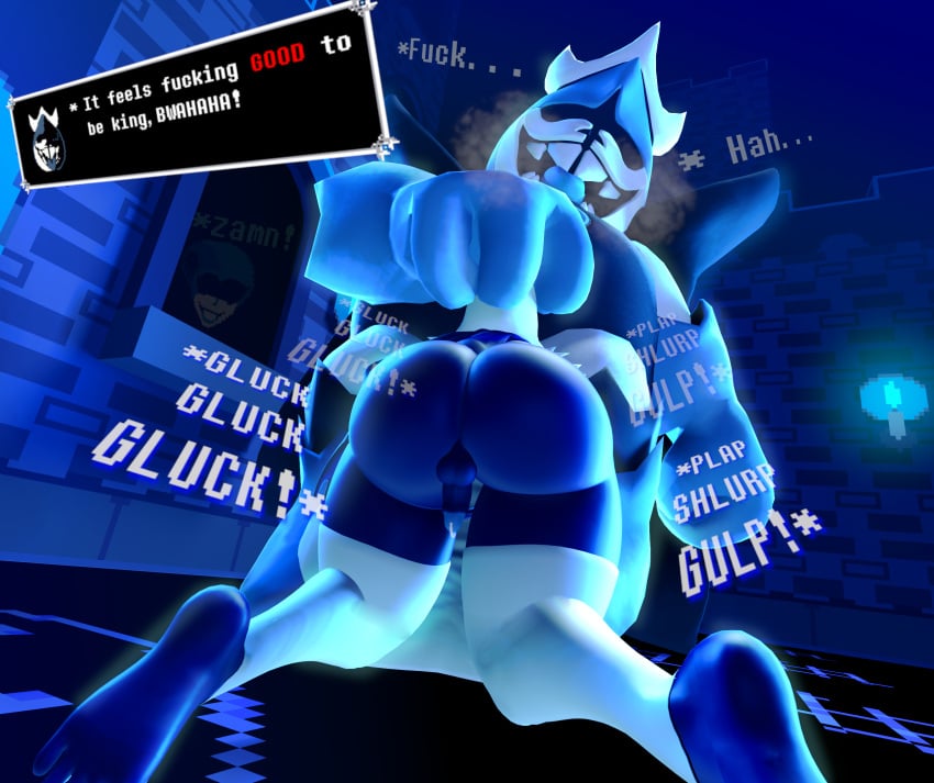 3d_(artwork) ass balls being_watched big_balls blue_body blue_clothing blue_fire blue_gloves blue_handwear blue_light blue_tongue bodily_fluids boots breath candle cape castle cheating_husband chubby_male clothing colored_fire crown cuckold dark_world darkner deltarune dialogue dialogue_box digital_media_(artwork) duo face_fucking feet fellatio fire footwear foreskin genital_fluids genitals gloves gluck gulp_(sound_effect) hair handwear headgear hi_res holding_head holding_penis huge_balls huge_hands humanoid humanoid_genitalia humanoid_penis imminent_sex implied_fellatio infidelity irrumatio king_spade kneeling larger_male legwear lewdwithlogan looking_at_another male male/male monster mostly_nude onomatopoeia oral oral_penetration penetration penile penis pixelated plap precum profanity queen_(deltarune) questionable_consent ridiculous_fit rouxls_kaard royalty sex size_difference skinny_male slightly_chubby slurping small_penis smile sound_effects source_filmmaker speech_bubble spread_legs spreading stockings teeth text thick_thighs tongue tongue_out undertale_(series) white_body white_clothing white_hair white_legwear white_stockings zamn