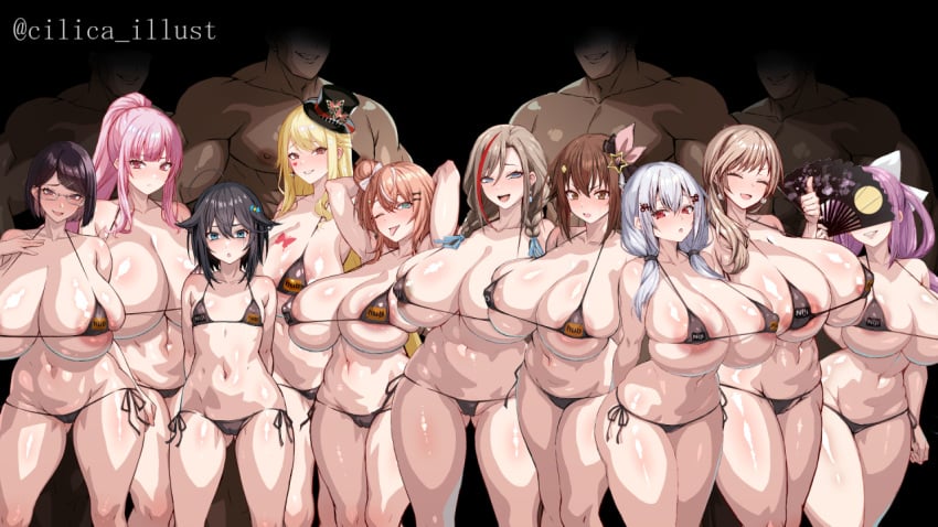 10girls 4boys bikini cilica crossover furen_e_lustario group hakase_fuyuki hololive hololive_english hololive_gen_0 hololive_japan hololive_myth igarashi_rika imminent_sex kurusu_natsume logo_parody luis_cammy micro_bikini mori_calliope nijihub nijisanji pornhub pornhub_bra sakura_ritsuki seto_miyako sorahoshi_kirame tokino_sora virtual_youtuber vtuber