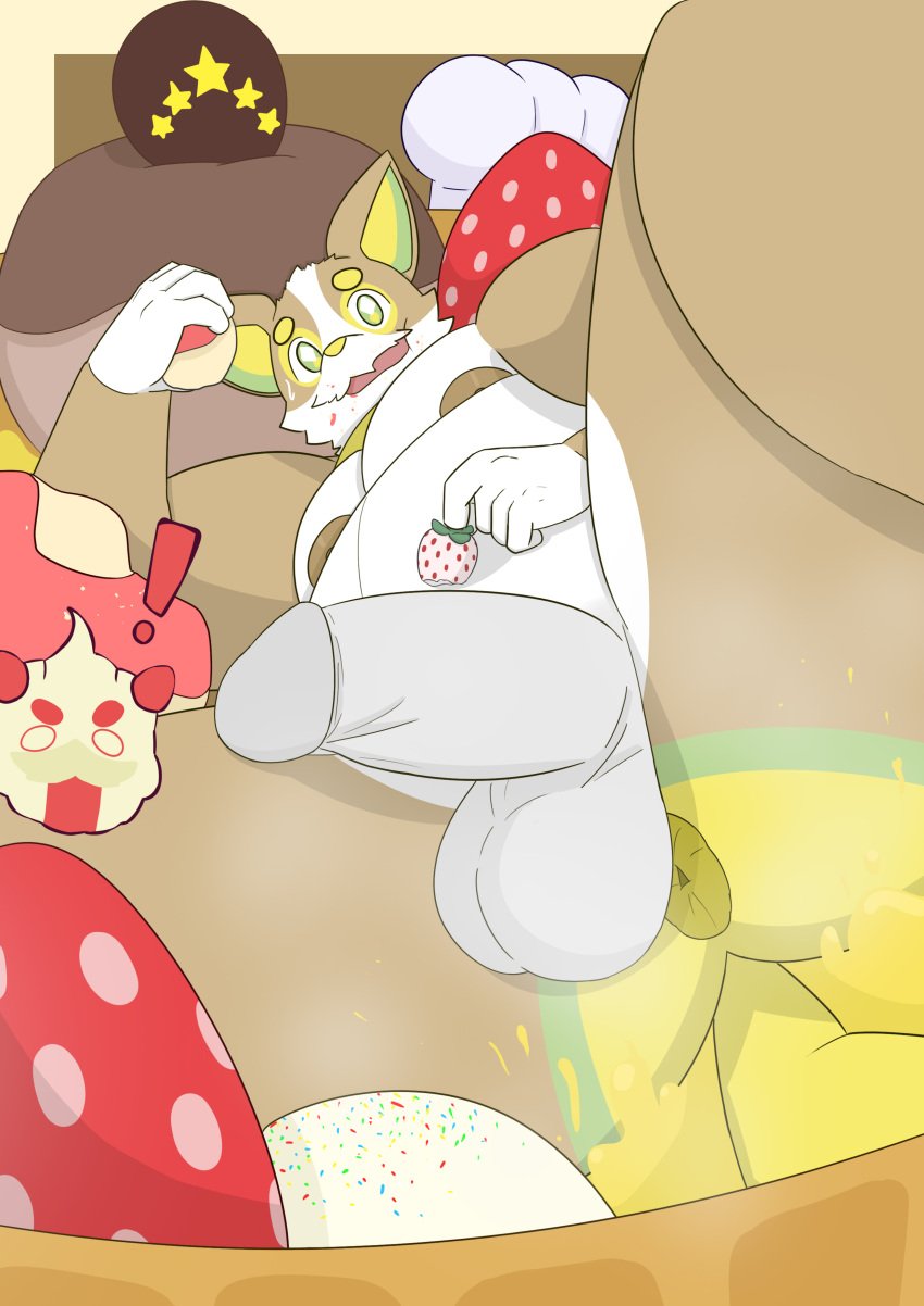 alcremie anthro anus ass bakablue big_anus cake canine chubby_male eating furry gay male_only pokémon_(species) pokemon yamper