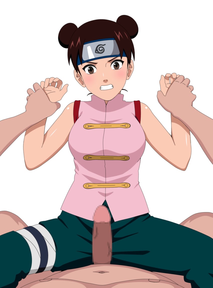 1boy 1girls before_sex breasts chinese_clothes clenched_teeth completely_nude completely_nude_male cowgirl_position double_bun embarrassed erect_penis erection female fully_clothed fully_clothed_female headband holding_hands imminent_penetration imminent_vaginal konohagakure_symbol kunoichi larger_male looking_at_viewer male male/female male_pov naruto naruto_(classic) naruto_(series) ninja outercourse pants penis petite petite_body petite_female pov shirt sitting sitting_on_person size_difference sleeveless sleeveless_shirt small_but_busty smaller_female straddling tenten tenten(genin) tied_hair twin_buns veruvia12 vest young younger_female