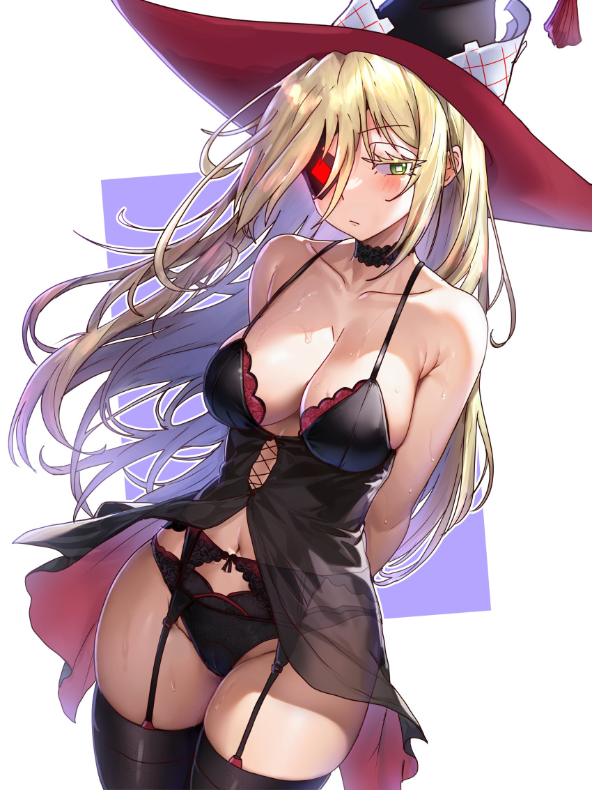 1girls blonde blonde_female blonde_hair blonde_hair_female ebora eye eye_open female female_only garter_belt garter_straps green_eye lenceria lencerie lingerie long_hair long_hair_female no_text no_text_version othinus_(to_aru_majutsu_no_index) panties solo thighhighs to_aru_majutsu_no_index witch_hat yellow_hair youngmanisdown