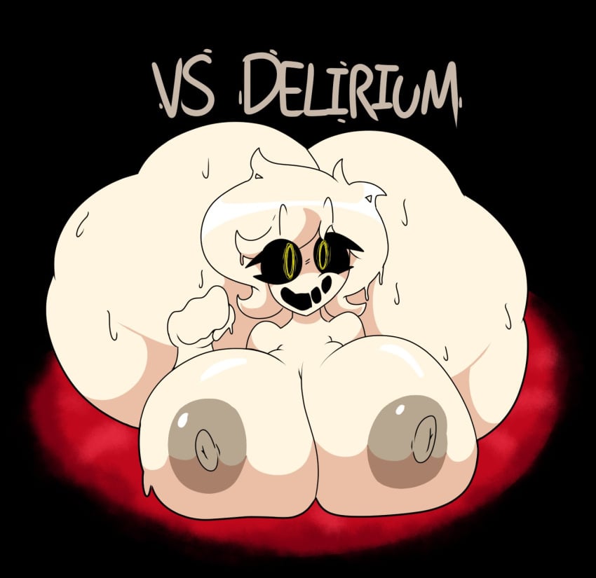 ass big_breasts big_butt black_background breasts delirium_(tboi) delirium_(the_binding_of_isaac) female goo_creature hair happy hi_res huge_breasts huge_butt humanoid lewdmaya lying nipples the_binding_of_isaac