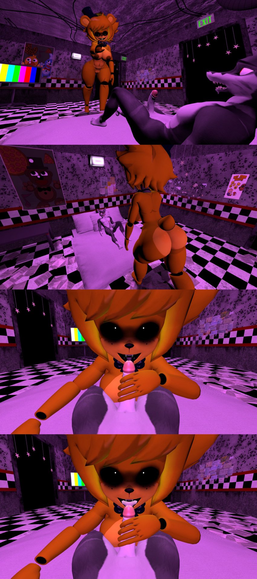 3d 3d_(artwork) anthro cally3d clazzey comic cryptiacurves cum cum_in_mouth fazclaire's_nightclub female five_nights_at_freddy's fnaf freddy_(fnaf) fredina's_nightclub fredina_(cally3d) frenni_(cryptia) frenni_fazclaire furry golden_freddy golden_freddy_(fnaf) golden_fredina_(cally3d) goldie horror male orgasm penis robot scottgames type_0