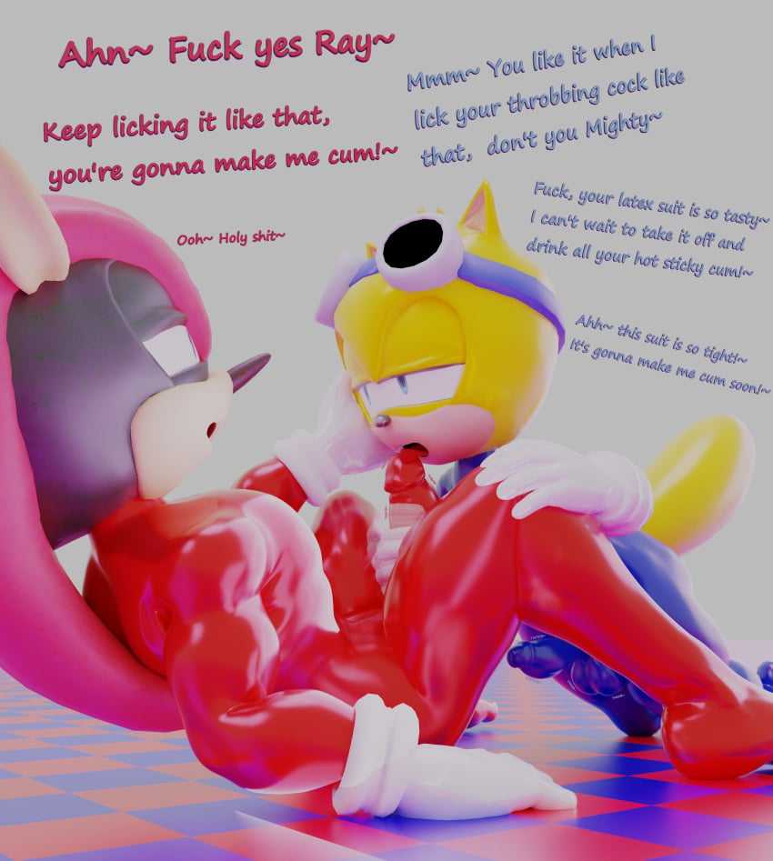 3d armadillo blender blender_cycles cock_hungry cock_worship dialogue eggsaladsandwich gay handjob horny latex latex_gloves latex_suit licking_penis male mighty_the_armadillo non-human_only ray_the_flying_squirrel slut sonic_(series) sonic_the_hedgehog_(series) squirrel throbbing throbbing_balls throbbing_penis toony_face