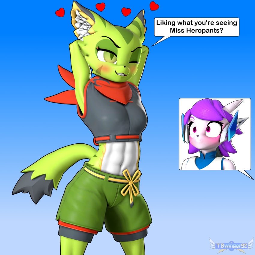 anthro aquatic_dragon armpits carol_tea dialogue dragon english_text feline freedom_planet freedom_planet_2 sash_lilac talking_to_partner tbwinger92 video_games water_dragon wildcat