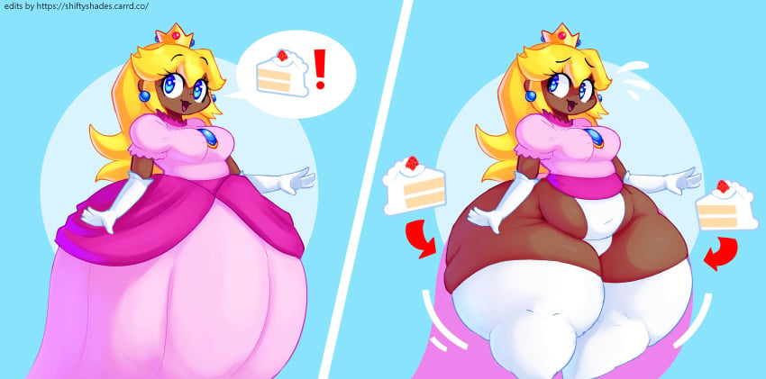 ass ass_bigger_than_head ass_focus bbw big_butt chubby chubby_cheeks chubby_female curvy dark_skin edit edited editor_shiftyshades enigmafather fat fat_ass fat_butt hyper_ass mario_(series) massive_breasts massive_butt morbidly_obese morbidly_obese_female mysterydad nintendo obese_female princess_peach revealing_clothes sideass ssbbw thick_arms thick_thighs third-party_edit