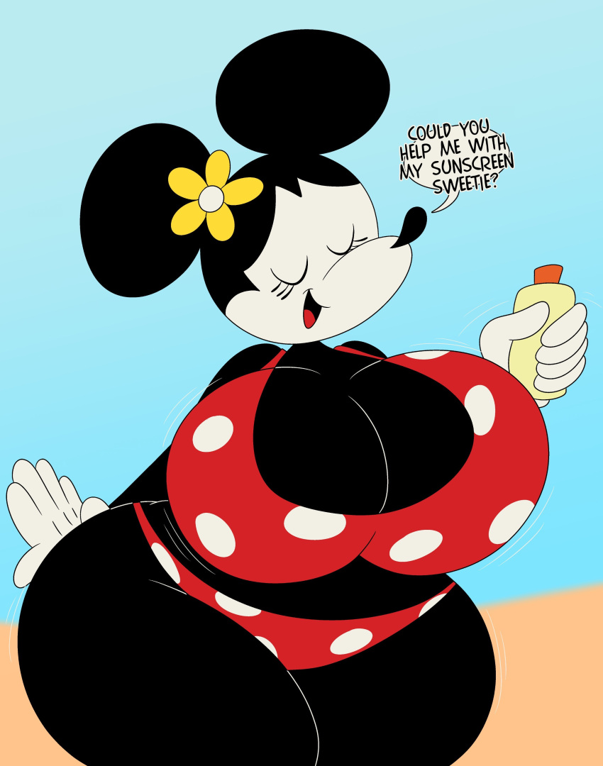 1girls 3barts big_ass big_breasts big_butt disney huge_ass huge_breasts minnie_mouse swimsuit thick_thighs