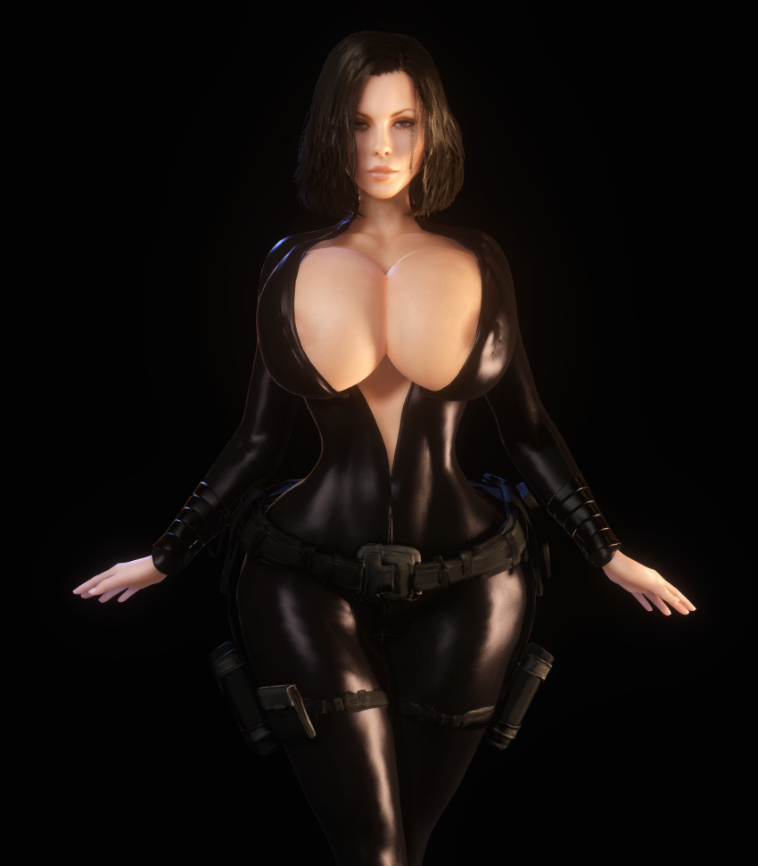 1girls 3d alternate_breast_size areola_slip areolae areolae_slip black_bodysuit black_hair bodysuit breasts breasts_bigger_than_head female female_only gigantic_breasts hourglass_figure huge_breasts kate_beckinsale looking_at_viewer nipples nipples_visible_through_clothing open_bodysuit open_clothes selene_(underworld) skin_tight solo underworld vaako vampire vampire_girl wide_hips