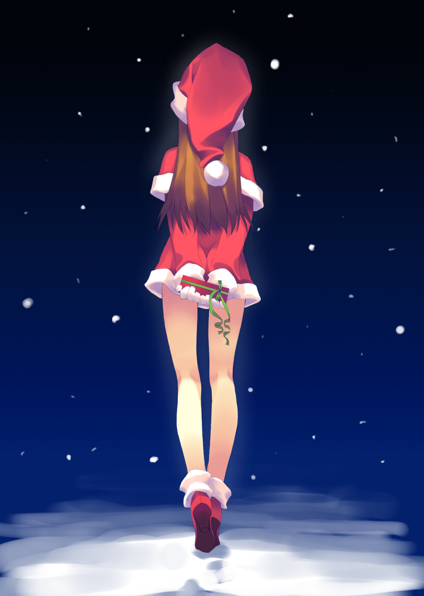 1girls christmas dress f-ism_vol.13 full_body hat murakami_suigun santa_hat solo tagme walking