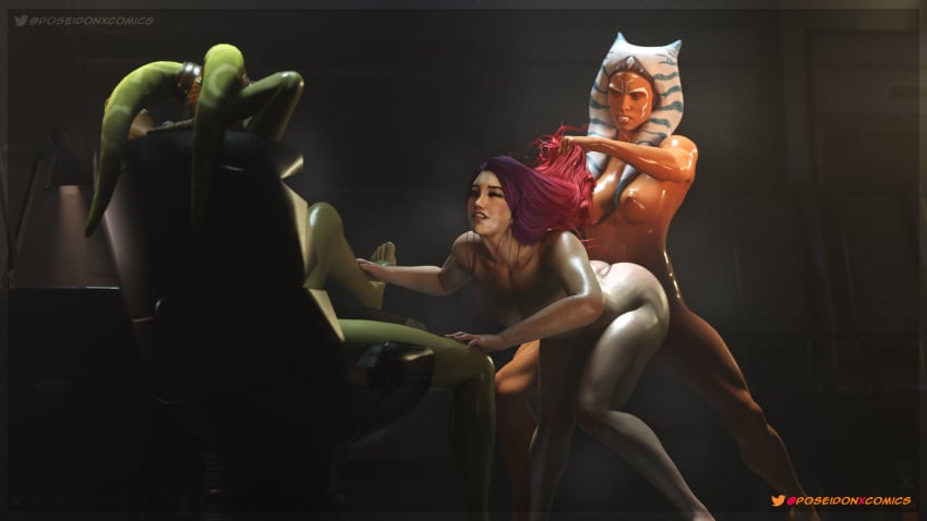 3d 3girls ahsoka_tano alien alien_girl alien_humanoid background barefoot being_watched bent_over chair closed_eyes dark_room doggy_style feet female female_only gradient_hair green-skinned_female green_skin hair hair_grab hair_pull hair_pulling headband headgear hera_syndulla human human_on_humanoid humanoid humansub indoors interspecies interspecies_yuri jedi leg_grab leg_up lesbian_sex long_hair masturbation multiple_girls nude nude_female oil on_chair orange-skinned_female orange_body orange_skin poseidonx purple_hair sabine_wren shiny_skin side_view sitting spread_legs standing standing_sex star_wars star_wars:_ahsoka student teacher teacher_and_student teeth teeth_clenched tentacle_hair threesome togruta trio twi'lek twitter_username watching watermark yuri