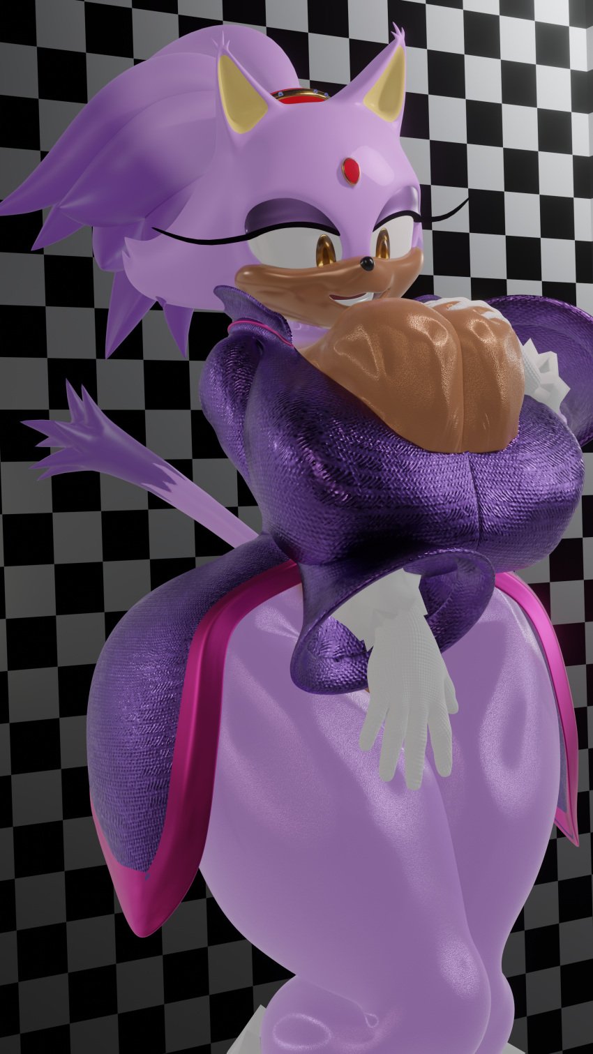 big_ass big_breasts blaze_the_cat breast_grab breast_squeeze breast_squish clothing huge_ass huge_breasts huge_thighs hyper hyper_breasts junkron milf sonic_(series) sonic_the_hedgehog_(series) tight_clothes tight_clothing tight_dress wardrobe_malfunction