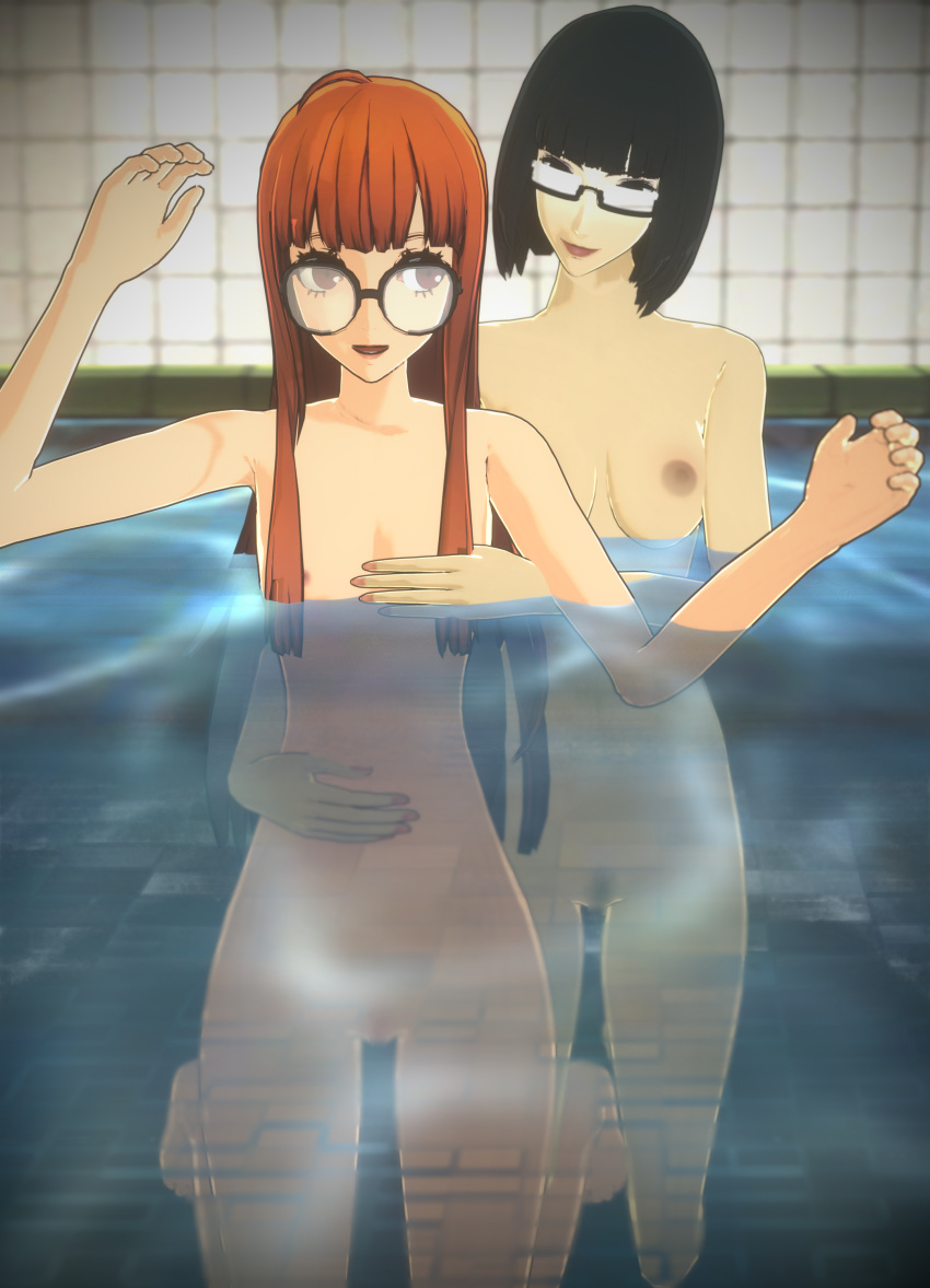 2girls 3d atlus breasts female female_only isshiki_wakaba malix_anno megami_tensei milf mother_and_daughter multiple_girls naked nipples nude nude_female persona persona_5 sakura_futaba wakaba_ishiki