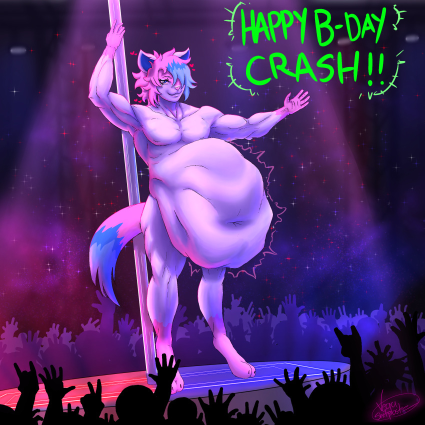 birthday birthday_party club colorful commission commissioned gay gay_male male male_only male_stripper nightclub pokemon pokemon_(species) stripper stripper_pole sylveon vore vore_belly