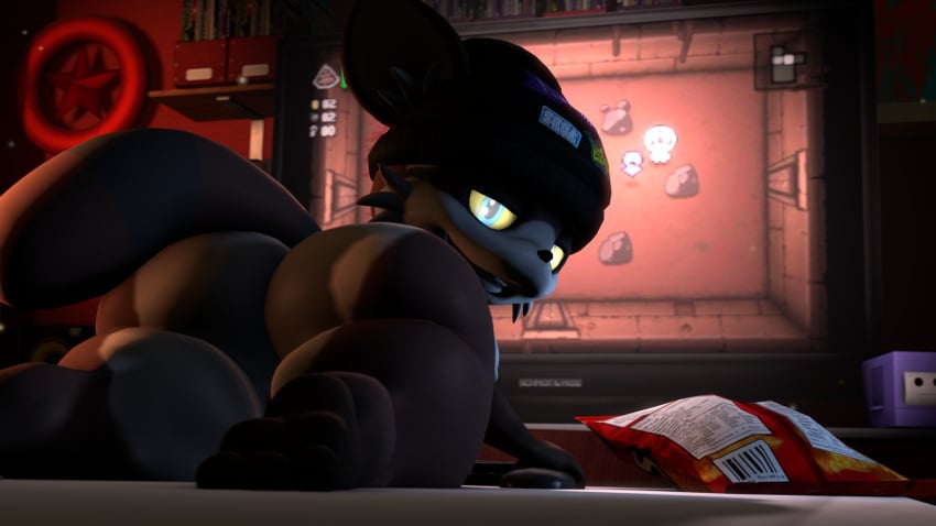 3d aidenz ass_up big_ass big_butt bubble_ass bubble_butt bytes_(whoofly) computer glowing_eyes keyboard laying_on_bed laying_on_stomach looking_at_viewer looking_back mobian_(species) naked on_bed playing_videogame raccoon sega sfm shortstack sonic_(series) sonic_the_hedgehog_(series) source_filmmaker tail uncle_aiden whoofly