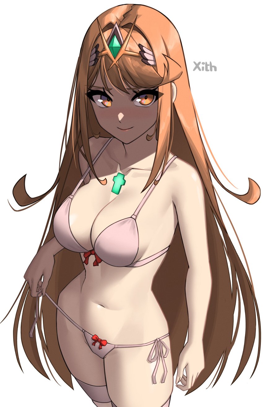 blonde_hair breasts core_crystal female female_only mythra nintendo solo swimsuit x_xith_x xenoblade_(series) xenoblade_chronicles_2