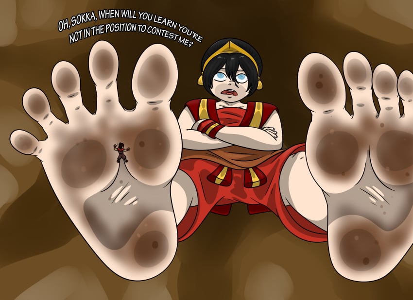 avatar_the_last_airbender black_hair dirty_feet feet foot_crush giantess nikonoir shrinking soles toph_bei_fong