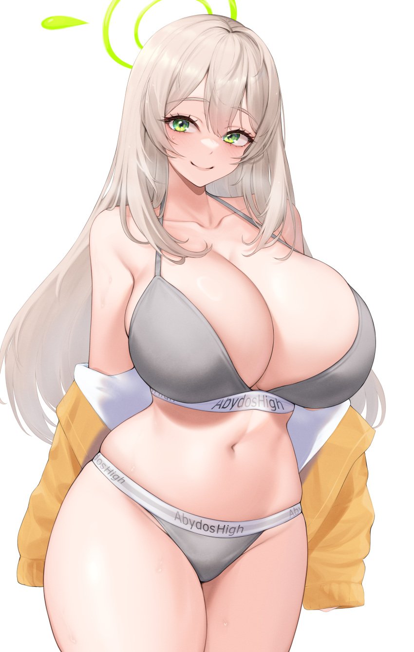 1girls absurd_res abydos_high_school_student blonde_hair blue_archive bra breasts cleavage female foreclosure_task_force_(blue_archive) green_eyes hi_res hips huge_breasts kuavera long_hair nonomi_(blue_archive) panties sports_bra sportswear thick_thighs thighs wide_hips