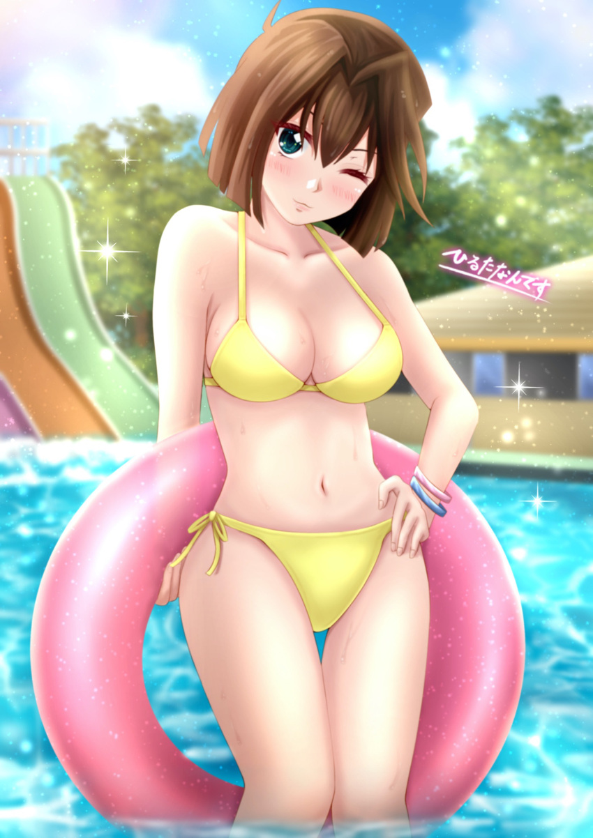 1girls bikini hirutananndesu pool tea_gardner yu-gi-oh! yu-gi-oh!_duel_monsters