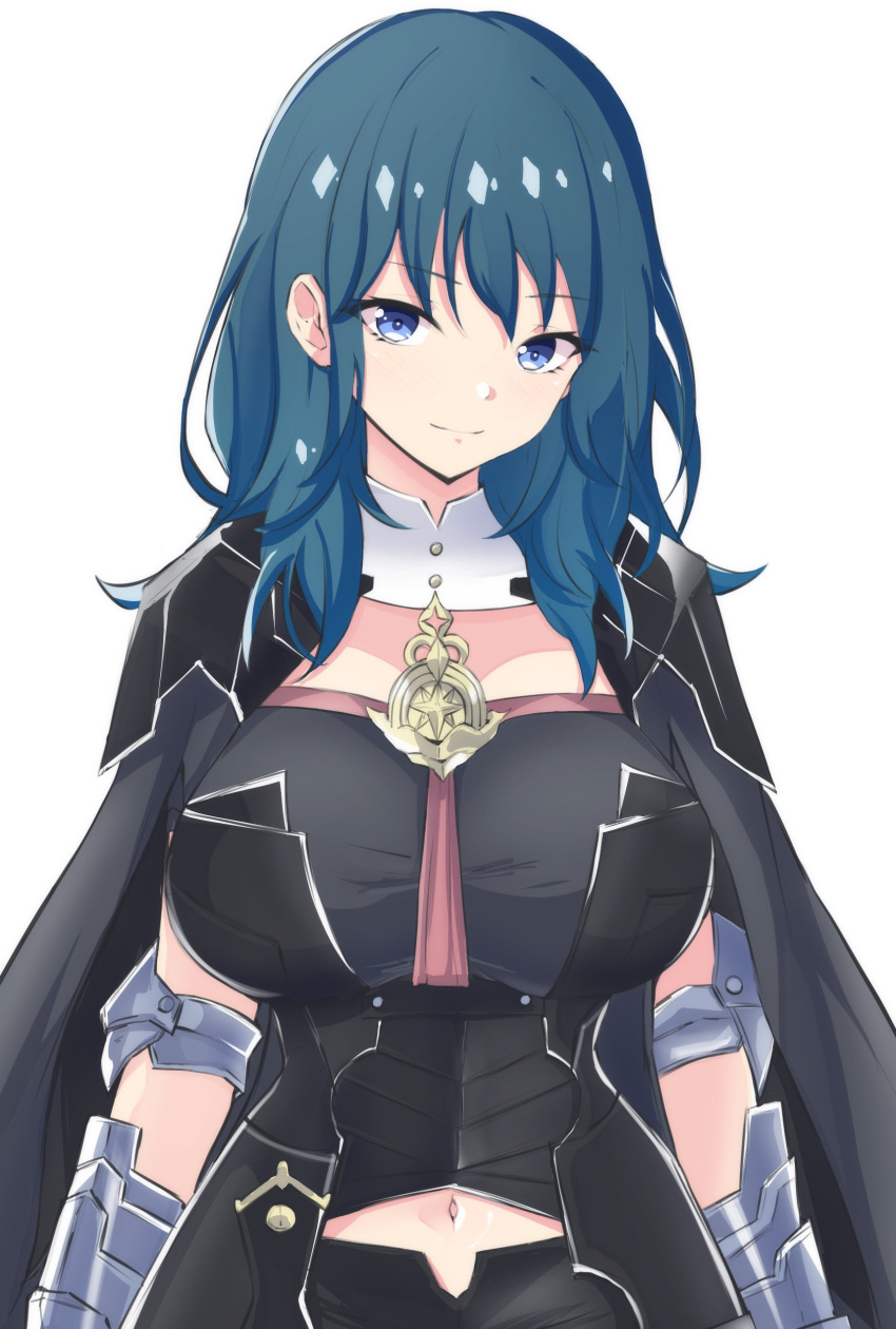 1girls absurdres alternate_version_available armlet blue_eyes blue_hair bodice breasts bustier byleth_(female)_(fire_emblem) byleth_(fire_emblem) byleth_(fire_emblem)_(female) cape clothing_cutout female female_only fire_emblem fire_emblem:_three_houses highres large_breasts latte_daruta2 light_green_hair looking_at_viewer more_at_source navel_cutout nintendo ribbon_braid solo tassel turtleneck vambraces