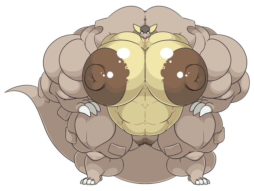 absurd_res big_breasts breasts female generation_1_pokemon hi_res high-angle_view hyper_muscles kangaskhan muscular muscular_thighs nintendo pokemon pokemon_(species) unknown_artist