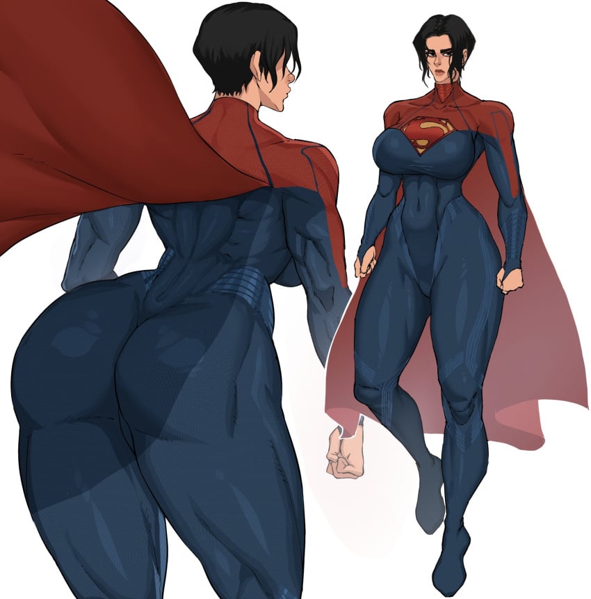 1girls cape cyberboi dc dc_comics fat_ass kara_zor-el kryptonian muscular muscular_female muscular_thighs sasha_calle supergirl supergirl_(sasha_calle) superhero_costume superheroine the_flash_(2023) thick_thighs