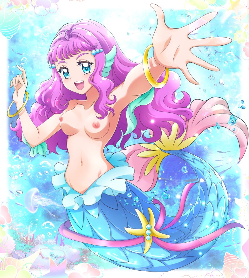 female hanzou jpeg laura_(precure) laura_la_mer mermaid nude precure pretty_cure small_breasts smile solo tagme topless tropical-rouge!_precure underwater water