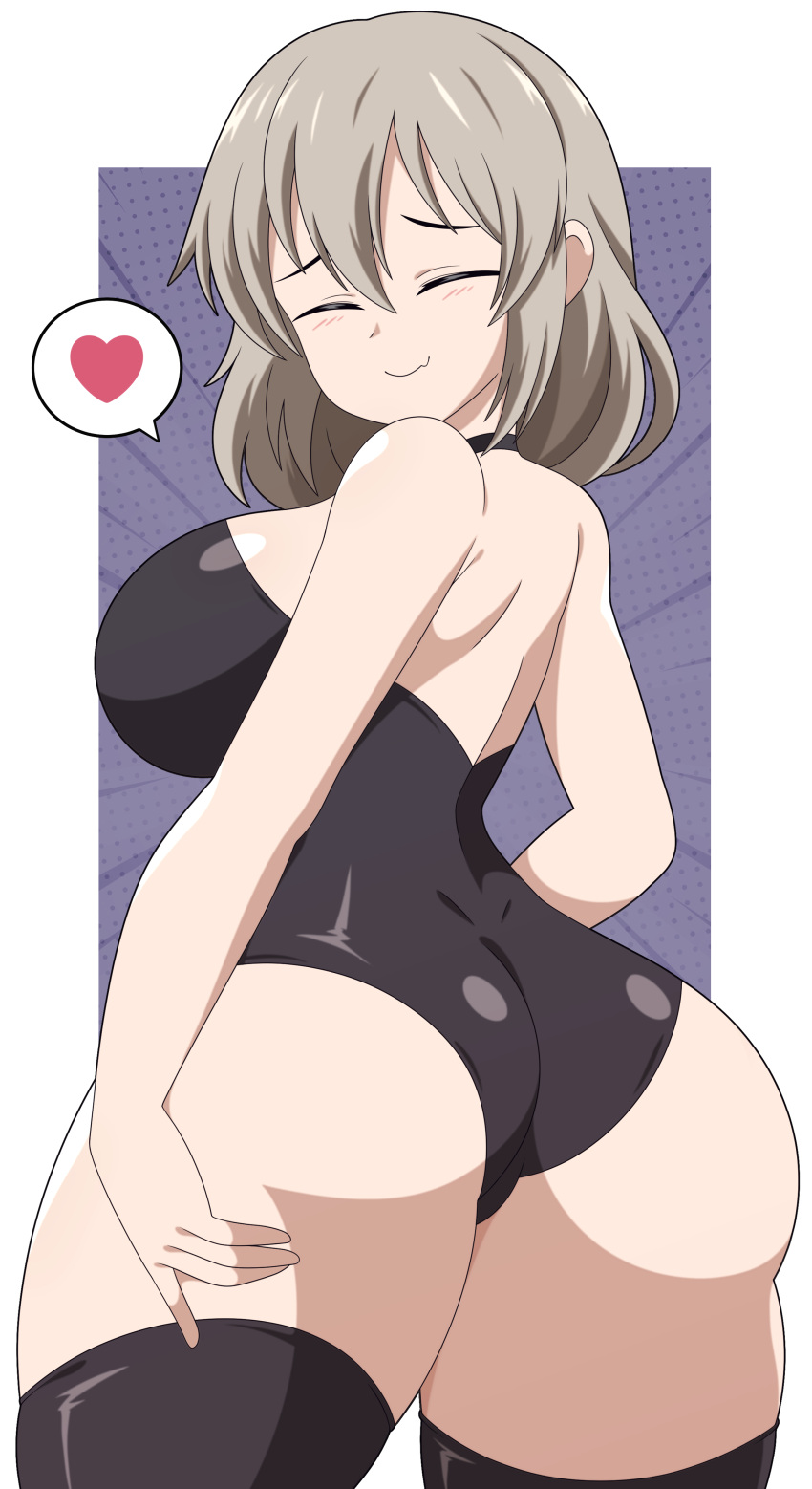 1girls abysswatchers ass breasts closed_eyes female grey_hair large_ass large_breasts light-skinned_female light_skin long_hair mature_female milf mother one-piece_swimsuit swimsuit thick_thighs uzaki-chan_wa_asobitai! uzaki_tsuki