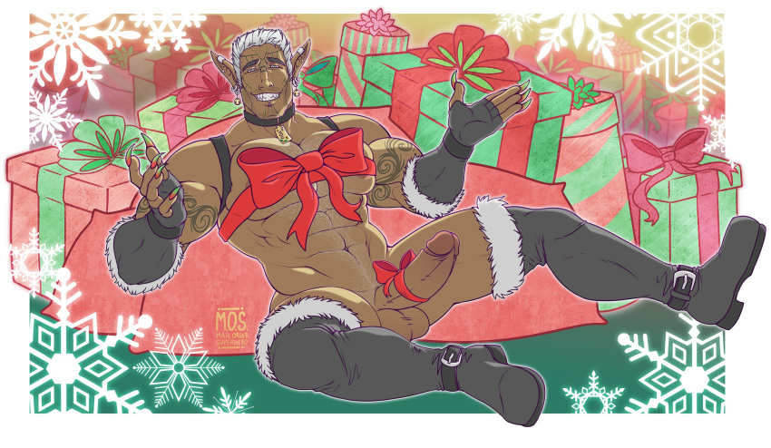 1boy balls big_balls big_breasts big_muscles big_nipples big_penis boots bow ceran chocker christmas christmas_lights christmas_outfit christmas_present clawed_fingers claws earrings elf elf_ears elf_male gift gift_wrapped gloves gloves_and_boots_only hairy hairy_belly hairy_chest half-dressed half_naked huge_balls huge_breasts huge_cock huge_cock huge_nipples huge_testicles huge_thighs lace mail_order_superhero muscle muscles muscular muscular_arms muscular_back muscular_legs muscular_male muscular_thighs naked naked_male nude nude_male original penis piercing piercings pointy_ears tattoo tattoo_on_arm tattoo_on_legs tattooed_arm tattoos