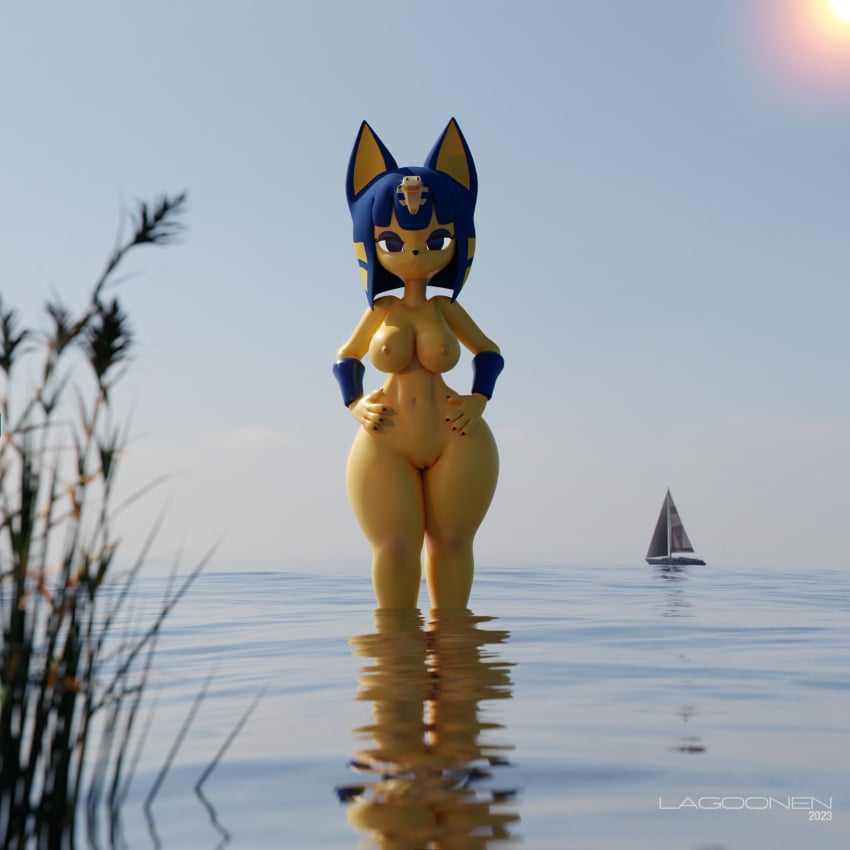 1girls 3d 3d_(artwork) 3d_model animal_crossing ankha ankha_(animal_crossing) ankha_(hazeker) anthro areolae beach breasts completely_nude completely_nude_female doubutsu_no_mori exhibitionism feline feline_humanoid female female_only full_body hazeker lagoonen nairu_(doubutsu_no_mori) naked naked_female nintendo ocean seaside solo solo_anthro solo_female water